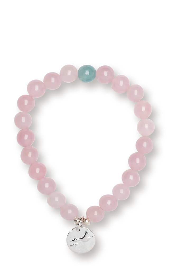 farfalla-bracelet-enfant-quartz-rose-mums-amazonite-14-5-cm image 1