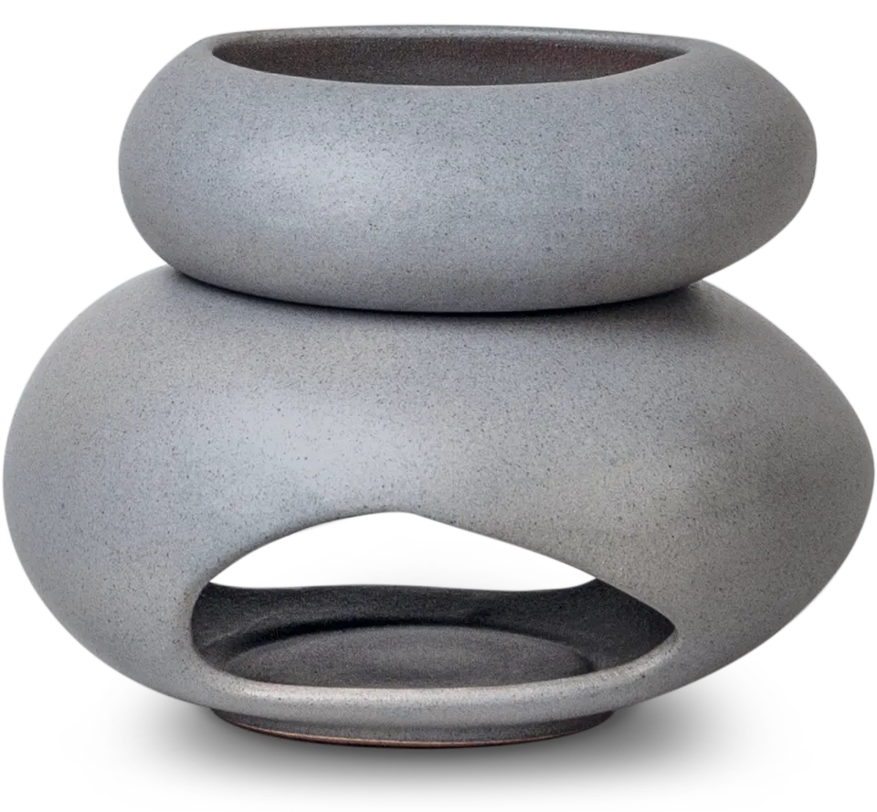 farfalla-kyoto-lampe-parfum-gris-bougie-chauffe-plat-zen image 1