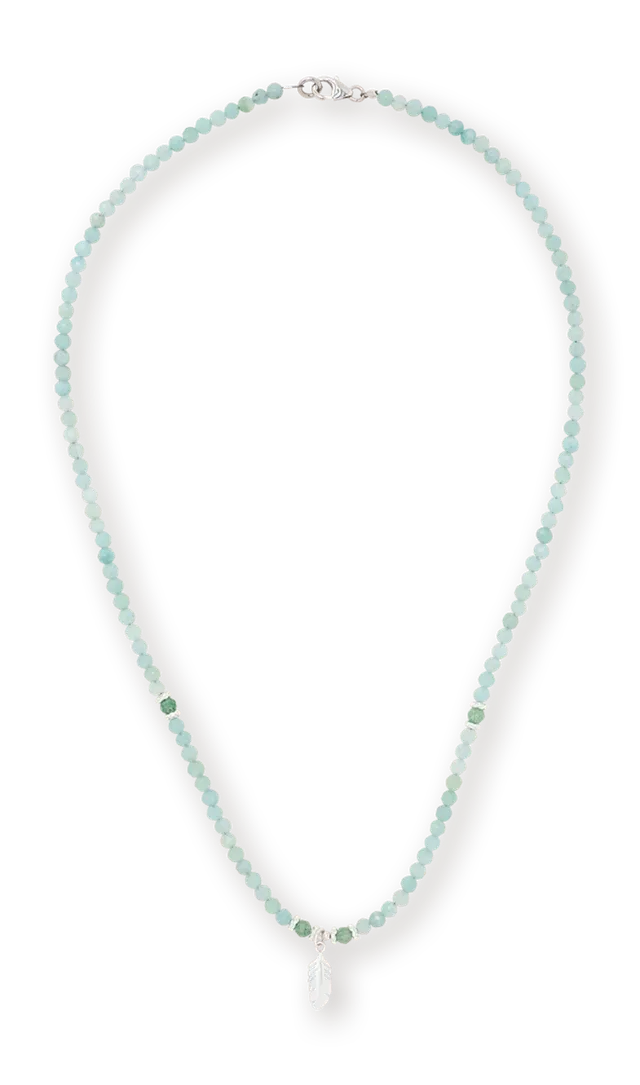 farfalla-smilla-collier-amazonite-plume-argent-45-cm image 1