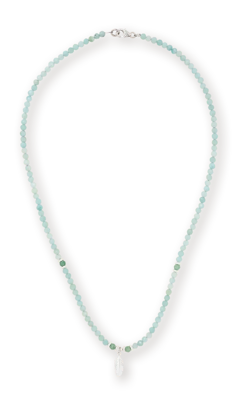 farfalla-smilla-collier-amazonite-plume-argent-45-cm image 1